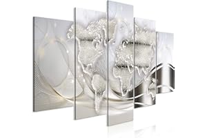 murando - Quadro Astratto 200x100 cm 5 Pezzi - Stampa su Tela in TNT Tessuta XXL Grande - Quadri Moderni Componibili Camera da Letto Matrimoniale - Stampe da Parete Arte - Continenti k-C-0133-b-m