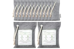 CLEVAST Sacchetti di purificazione dell'aria al carbone di legna di bambù 50g*12+200g*2, dell'umidità per armadio, scarpe, deodorante per auto per animali domestici