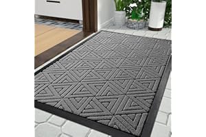 Yimobra Door Mat Outdoor Entrance, Heavy Duty Durable Front Welcome matt for Outside Home Entry, Doormat for Back Patio Floor Porch Garage Office, Low Profile, Easy Clean, Waterproof, 43x75 cm, Grey