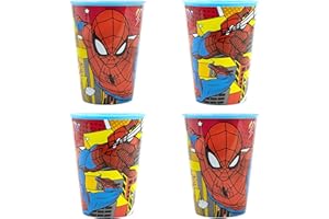 Palleon Spiderman Becher für Kinder - 4er Set Trinkbecher aus BPA-freiem Kunststoff - 260 ml Fassungsvermögen
