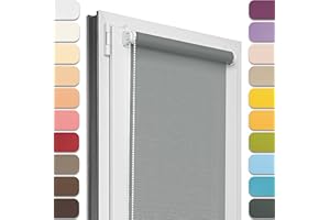 Estika® Rollo für Fenster ohne Bohren - 30cm x 120cm - Grau 1-25 Stoff Farben, Klemmfix Montage, Fenster rollos für innen, Sichtschutz für Fenster und balkontür (30 cm Stoffbreite)