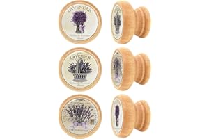 Lashuma Runde Schrankgriffe zu 6 Stück, Knauf Motive: Lavendel, Landhaus Möbelknöpfe Ø 4 cm, Bedruckte Knopfgriffe