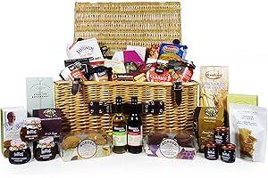FINE FOOD STORE "For Someone Special" - Large Wicker Food and Drink Hamper Basket with 40 Gourmet Items Including 2 x 187ml Bottles of Wine - Gift idea for Christmas, Dad, Mothers Day, Mum, Birthday, Business