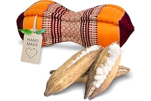 ‎LIVASIA livasia Nackenstützkissen Papayakissen - Ø 13x43cm - Nackenkissen Papayaform, Sofakissen, Lesekissen mit Kapok, Kissen für Garten und Balkon, Reisekissen handgefertigt (Orange)