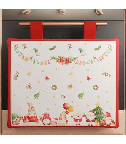 PETTI Artigiani Italiani Weihnachts-Herdplattenabdeckung – 50x70 Cm, Mit Roter Schleife, 100% Made In Italy
