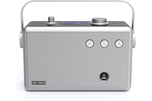 Sky Vision B1055 radio stereo DAB przenośne i z Bluetooth (DAB+ radio 55) – cyfrowe radio DAB (np. jako radio łazienkowe DAB), radio DAB Plus z budzikiem, możliwe zasilanie sieciowe lub akumulator