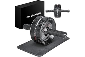 EliteAthlete AB Roller, attrezzo per addominali, per addominali, per la casa, per la pancia, per l'allenamento addominale, AB Wheel, con tappetino imbottito per ginocchia