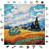 WePuzzleUp Ahşap Puzzle Yetişkin - Van Gogh Selvili Buğday Tarlası Reprod&uuml;ksiyon - 353 Par&ccedil;a, 29 x 29 cm - Yapıştırıcı Folyo 