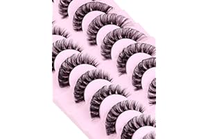 BELEVO Eyelashes Russian Strip Lashes 10 Pairs Pack D Curl Lashes Fluffy Wispy 3D Effect Hybrid Fake Eyelashes Lashes Natural Look