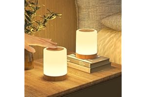 ‎BONSERY LED Nachttischlampe Touch Dimmbar mit 256 RGB Farben & 3 Modi, Nachtlicht Kinder USB Aufladbar mit Timing & Memory Funktion, Holzmaserung Tischlampe Kabellos für deko Schlafzimmer Wohnzimmer (2)