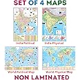 India and World Both Political And Physical Map | Set of 4 Maps | Size 70×100 cm | Useful for UPSC and other competitive exam preparation