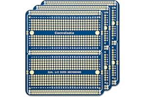 ElectroCookie Solderable Breadboard PCB Double Column Board for Electronics Projects Compatible for DIY Arduino Soldering Projects, Gold-Plated (3 Pack, Blue)