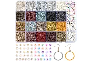 Acetiti 2mm Perles Pour Bracelet, 20 Couleurs Perles de Rocaille en Verre pour Bracelet Kit Perles Lettres pour Bijoux DIY Fabrication Colliers Boucles d'Oreilles artisanat Noël (couleur métallique)
