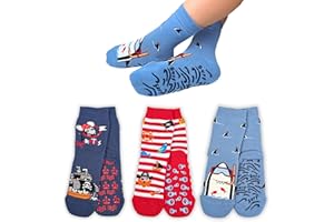 LEON D'ORO Calcetines de niño antideslizantes de algodón, calcetines de bebé ABS para la escuela, casa hinchables, fabricados en Italia
