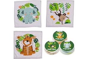damaloo Set di 3 asciugamani magici per bambini con motivo animale, asciugamano magico per bambini, set di asciugamani magici per ragazze e ragazzi, 30 x 30 cm