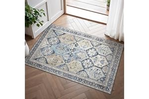 BEIMO 60x120CM Area Rugs for Bedroom,Vintage Boho Carpets for Living Room Non Slip Machine Washable Rug Short Low Pile Rug for Kitchen Dining, Hallway, Office-Dark Blue