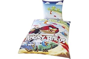 Global Labels G 67 600 AB1 100 Angry Birds - Cliffhanger Wendebettwäsche Renforcé 135 x 200 Bettbezug und 80 x 80 cm Kissenbezug