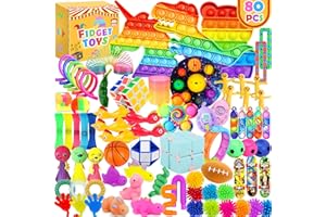 Chennyfun Kit de Juguetes Sensoriales, 80PCS Juguetes Antiestrés,Juguetes Aliviar el Estrés con Cubo Infinito, Unicornio Fidget Toy para Aliviar el Estrés y el Ansiedad Niños y Adultos, Autismo, TDAH