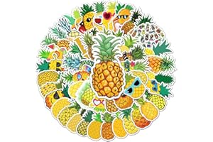 BRIC DODO Pegatinas de Piña,50 Piezas Impermeable Vinilo Pegatinas para Monopatín Ordenador Portátil Equipaje Moto Bicicleta Guitarra Botellas de Agua Casco,Pineapple Pegatinas para Adultos,niños y niñas