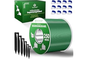KESSER® Begrenzungskabel 250m + 800 Erdspieße + 12 Kabelverbinder für Mähroboter Rasenmäher Rasenroboter Zubehör Set Begrenzungsdraht Universal kompatibel mit Gardena/Bosch/Worx/Einhell/Honda/ROBOMOW