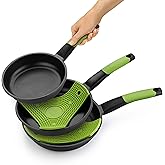 BRA Prior | Set of 3 Frying Pans 20-24-28 cm + 2 Safe | Suitable for all types of cookers, including induction