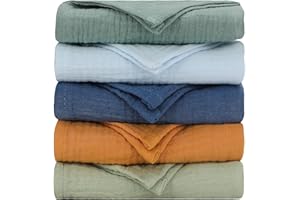 ‎CHIOWELS Chiowels Musselintücher Baby Erstausstattung,5 Stück Spucktücher 100% Baumwolle (60x60 cm),Mullwindeln Neugeborene,Weich und Atmungsaktiv,Baby Tücher für Jungen und Mädchen,Muslin Tücher 003
