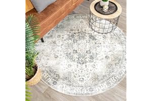 ‎FRAAI | HOME & LIVING FRAAI | Home & Living Teppich Vintage Rund - Lago Grau - Baumwolle, Polyester - Flachgewebe - Vintage - Orientalisch - Wohnzimmer, Esszimmer, Schlafzimmer - Carpet