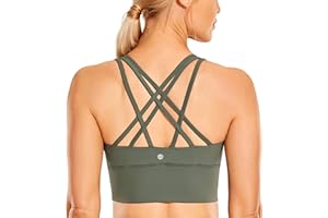 CRZ YOGA Mujer Sujetador Deportivo Yoga Strappy Copas Extraíbles Largo Top sin Aros