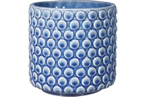 Bloomingville Ceramic Flower Pot Dot - colorful Planter, Pot for plants, sukkulents Size S (12,5 cm ø) Dia 5'' H 5'', Stoneware, blue