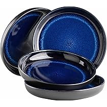 MÄSER Prospero Pastateller Set 4-teilig - Handbemaltes Porzellan In Blau