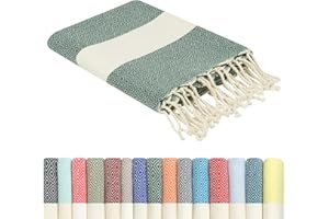 FLORA FURORA Fouta Serviette de Plage Coton 100 x 200 cm - Qualité Luxe Original - Tissu de Hammam Sauna Oriental, Pique-Nique Tapis, Couverture Voyage, Drap de Plage, Serviette Plage Femme Homme Ado, Couvre-Lit