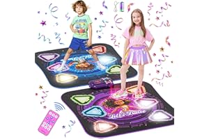 SURELECT Tanzmatte für Kinder, 2025 2-Spieler & Wiederaufladbar Leucht Tanzmatte mit Bluetooth, Einzel und Doppelt von Angesicht zu Angesicht Modi, Musik Spielzeug Geschenke für Jungen Mädchen 3-12 Jahre
