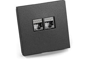 MC POWER Netzwerkdose Unterputz | Shallow | UP Datendose 2x RJ45 Buchse, CAT5 CAT5e CAT6 CAT6a Landose Netzwerksteckdose vollgeschirmt, anthrazit