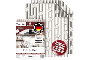 WEIDEBACH 2 x Flat Filters for Cooker Hood (Grease Filter), 57 x 47 cm, 1 mm Thick, Can Be Cut to Size Filter Cooker Hood with Saturation Indicator, Top Filter Performance, 100% Compostable, Extractor Hood Filter