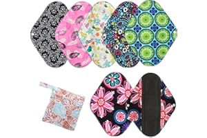 6 pièces 30cm longues serviettes hygièniques pour flux abondant nuit lavable Chiffon Mama Menstruel Coussinets (L-30cm)