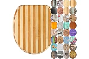 Sanilo WC Sitz mit Absenkautomatik, viele schöne Holz Toilettendeckel zur Auswahl, hochwertige und stabile Qualität (Bambus gestreift)