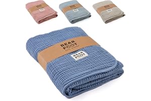 BEARFOOT Koc niemowlęcy – muślinowy koc polarowy (bawełna, polar), puszysty, miękki, przytulny, dla niemowląt, noworodków, dzieci, prezent dla chłopców i dziewczynek z okazji narodzin dziecka