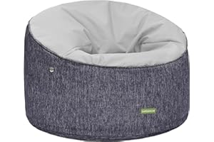 Gardenista Gigante Rotonda Pouf Poltrona Sacco | Interno/Esterno Bean Bag Poltrone per Adulti | Resistente all'acqua Pouffe a Sacco con Riempimento | Soggiorno e Giardino Sedia per Divano (Grigio)