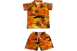 CLUB CUBANA Kinder Jungen Mädchen Kinder Slim Fit Klassische Kurze Ärmel lässig florales Hawaii Hemden und Shorts Set