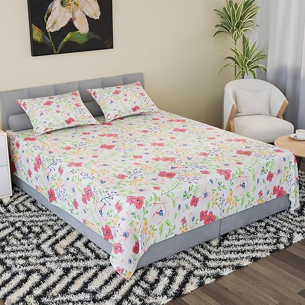 Buy LABHAM® Crystal 144TC Pink & Yellow Pure Cotton King Size