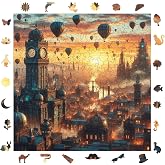 WePuzzleUp Ahşap Puzzle Yetişkin - Balon Şehri - 353 Par&ccedil;a, 29 x 29 cm - Yapıştırıcı Folyo Dahil - Benzersiz Şekilli Par&ccedil;alar