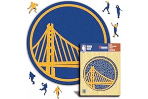 Iconic Puzzles - Golden State Warriors, Logo, Puzzle di Legno con licenza ufficiale NBA, 100% sostenibile, regalo per adulti e bambini, taglia S, 150 Pz