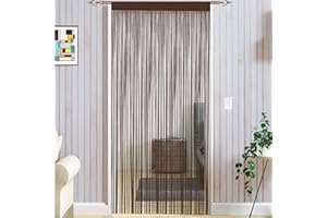 TAIYUHOMES Fadenvorhang Türvorhang Fliegenvorhang Insektenschutz Balkontür Türen Vorhang Terrasse Türvorhänge Terrassentür Fliegentürvorhang Dekorative Gardine Raumteiler Fliegenschutz 90x200cm Kaffee