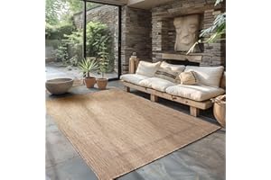 CARPETTEX TEPPICH Carpettex Tapis d'extérieur résistant aux intempéries, 200 x 300 cm (200 x 290 cm), aspect sisal, beige, idéal pour balcon, jardin, terrasse et comme tapis de cuisine, lavable, tissé plat, imperméable