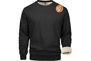 MAGCOMSEN Herren Winter Sweatshirt Fleece Pullover Gefüttert Sport Pulli Warm Langarm Shirt mit Rundhalsausschnitt