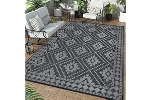 Enyhom Duży wodoodporny dywanik outdoorowy 180 x 270 cm, plastikowy dywan z recyklingu na zewnątrz Camper Odwracalny lekki koc piknikowy do ogrodu, tarasu