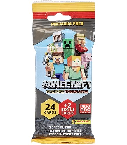 Pack Minecraft Trading Cards PANINI – 1 Classeur + 24 Pochettes (192 Cartes)