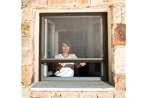 AVOSDIM.COM STORES, RIDEAUX, MOUSTIQUAIRES Mosquitera ventana y puerta aluminio (Marrón RAL 8014, Anch. 1000 x Alt. 1600mm - Ajustable)