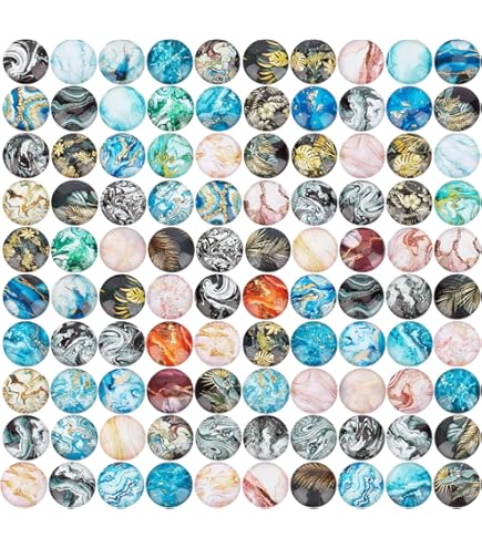 PH PandaHall Cabochons di Vetro Mosaico Stampato per braccialetti collane anello orecchini gioielli e mestiere fai da te Mezzo Tondo accessori di bigiotteria misto color Diametro 12mm 200pcs