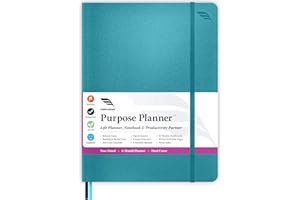 ROTERUNNER Purpose Planner Undated Monthly Weekly Daily Productivity Journal 2023 Optimised Life, Goal Setting & Business Tool for Academic Student, Professionals, Mums - Leather Day Organiser Notebook